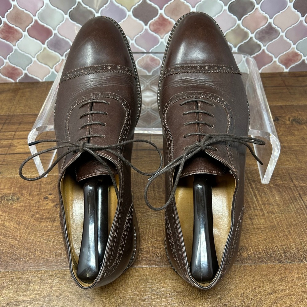 Mens Beckett Simonon Durant Oxford Brogue Dress Shoe, Brown Size 11
